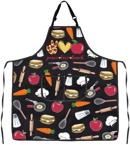 PXTIDY School Lunch Lady Apron With Pocket Cafeteria Worker Gifts