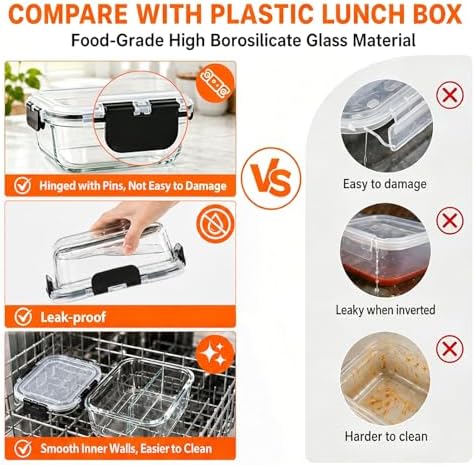 3-Pack 8 oz Glass Snack Containers
