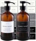 Hand and Dish Soap Dispenser Set, 2 Pack, Amber Glass
