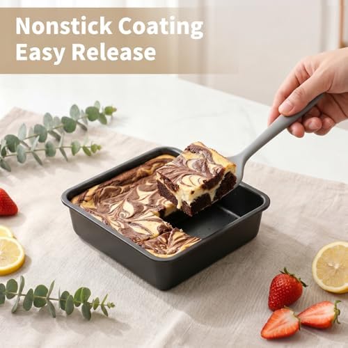 Beasea 6in Square Cake Pans Set of 2, 6.3x6.3x2 Inch Mini Small Square