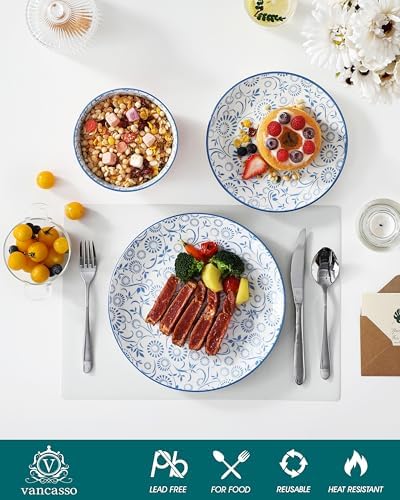 vancasso SELENE Plates and Bowls Set for 4, 12 Pieces Dinnerware Sets