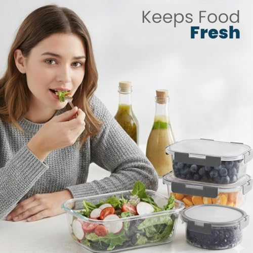 KICHLY 24 Pc Borosilicate Glass Meal Prep Containers