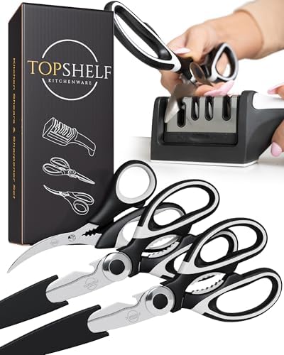 Heavy Duty Kitchen Shears With Sharpener - Lifetime Replacement