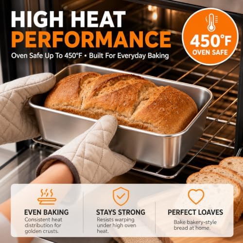 4-Pack 8.7x5.9 Stainless Steel Loaf Pan Fits 9x5 Parchment Paper