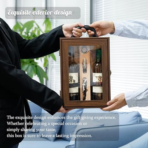 Wine Box, 2 Bottle Top Handle with 3 Accessory Gift for