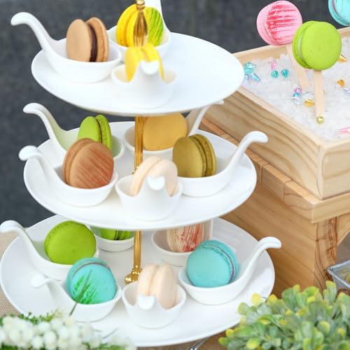 uxcell 2 Sets 2-Tier Cupcake Stand Holder, Round Tiered Serving Tray