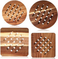 4 Pcs Acacia Trivet Mat Set 5.8inch 7inch Thicken Acacia Wood Hot Pads