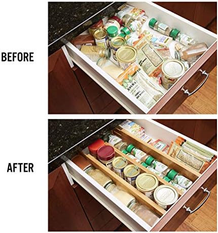 Bamboo Kitchen Drawer Organizer Divider Stackable for Deep Drawers.
