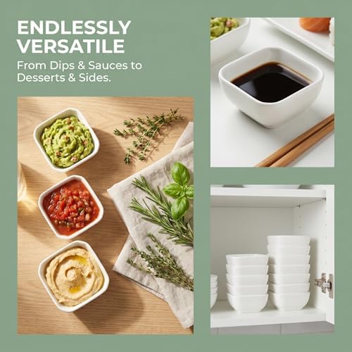 Lawei 12 Packs Ceramic Dip Bowls Set - 3 oz Condiments Server Dishes