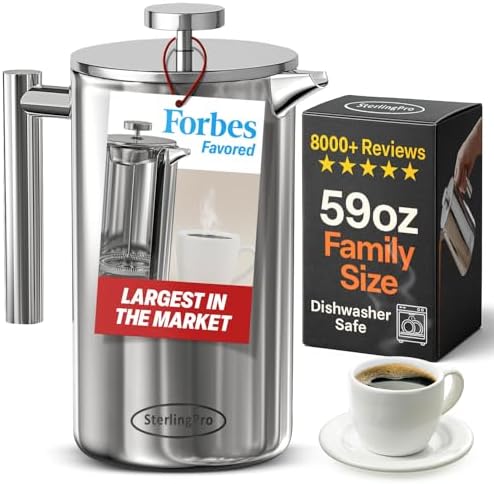 SterlingPro 64oz Stainless Steel French Press Coffee Maker