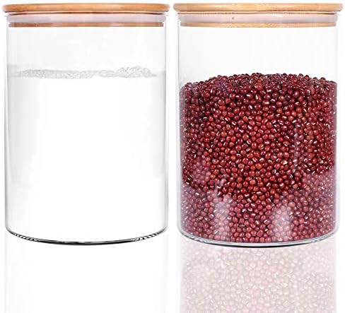 Set of 2 Large Glass Food Storage jar, 100 FL OZ (3000ml) Glass Flour