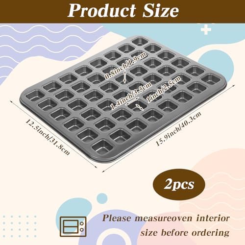 2 Pcs 48-cavity Mini Brownie Bites Baking Pan Mini Square Cake Pans