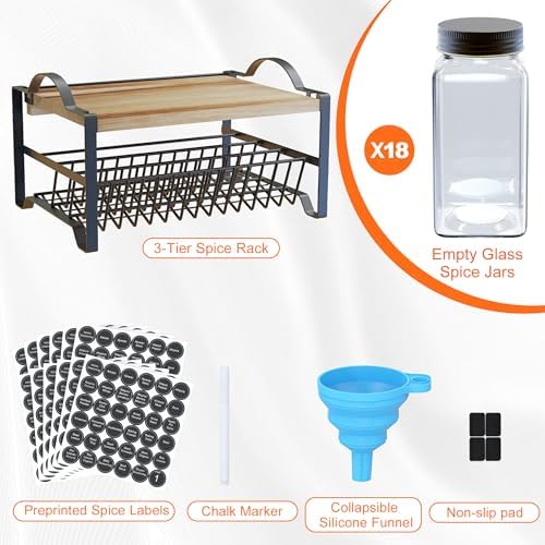 Joben Oligey 3 Tier Spice Rack Organizer with Bamboo Top Tablet