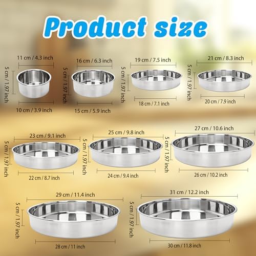 9 Pcs Cake Pans Stainless Steel 4 Inch 6 Inch 7 Inch 8 Inch 9 Inch