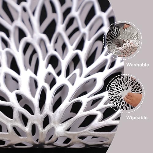 Snowkingdom 12 Pack of Silver Placemats Metallic Vinyl Dinning Table