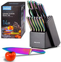 WELLSTAR Rainbow 14-Piece German Stainless Steel Knife Set