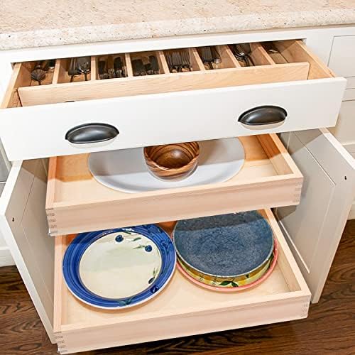 Mulush 20”W x 21”D x 3”H Soft Close Slide Out Wood Drawer Organizer