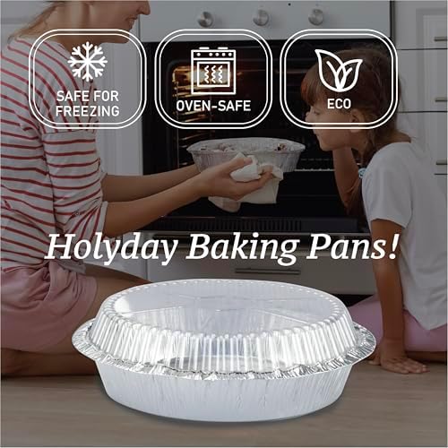 55 Pack - 7" Round Aluminum Pans with Lids - Aluminum Foil Pans with