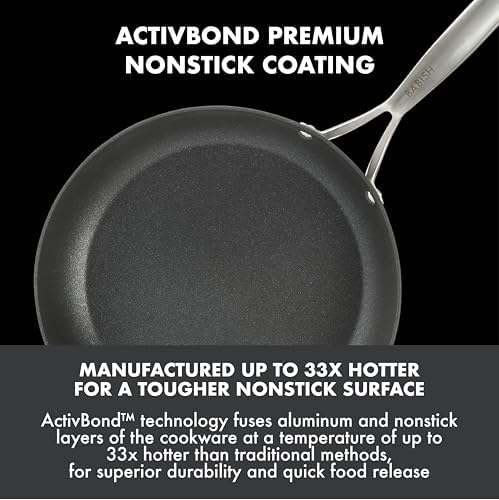 Babish 10 Piece Hard Anodized Laser Titanium Forever Non Stick Technology Durable Pots and Pans Cookware Set - Black