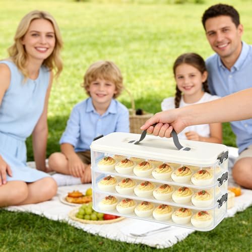3-Layer Deviled Egg Container with Lid, Clear