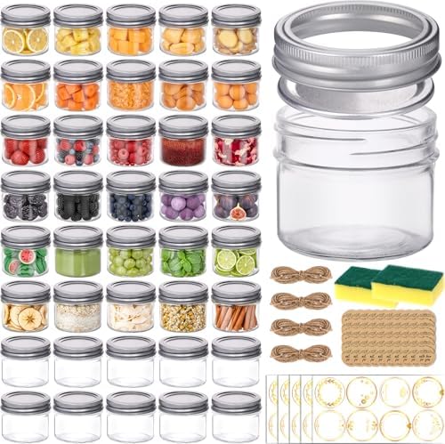 STARSIDE 4oz Glass Mason Jars, 40-Pack with Lids