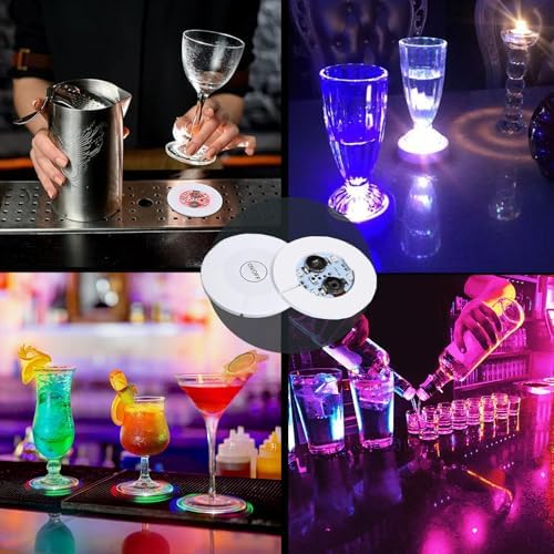 50PCS LED Light Up Drink Coasters,Multi-Color Glowing Cup Coasters
