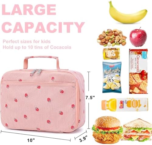 Bluboon Kids Girls Pink Strawberry Lunch Box
