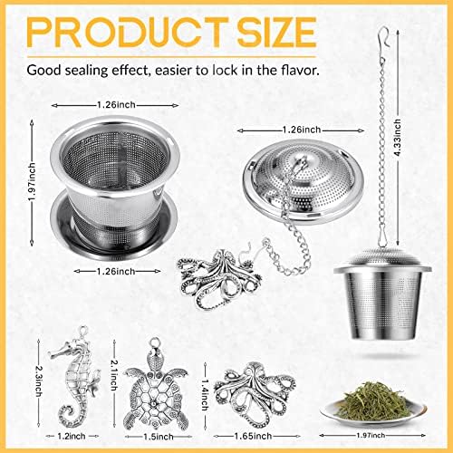 Chengu 3 Sets Loose Leaf Tea Infusers Stainless,Aquatic Creatures