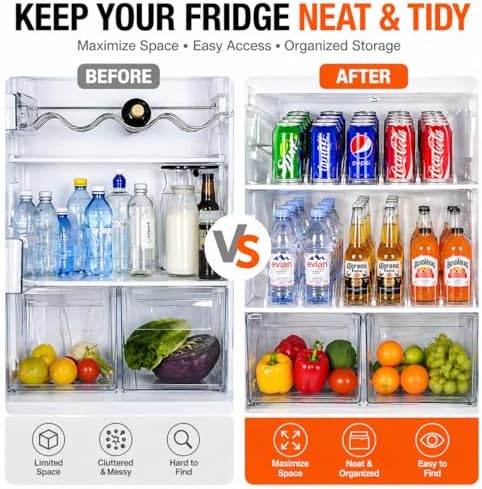 Stackable Soda Can Organizer for Refrigerator, 5-Row, Holds 25–30 Cans