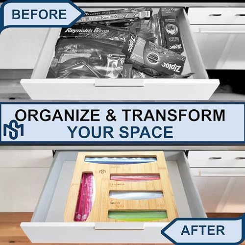 Storage Bag Holder, Baggie Organizer for Drawer or Wall Mount