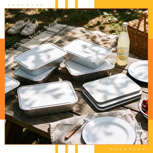 50 Pack Aluminum Pans Lids 9x13, Foil Covers, Disposable Half Sheet