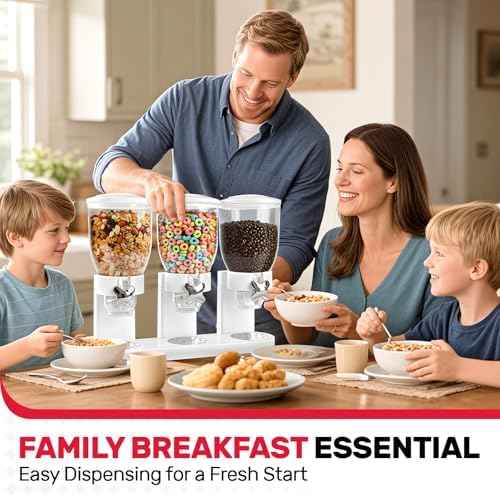 Triple Cereal Dispenser Countertop 2L, Large Capacity Total 6L