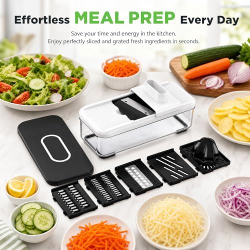 Solucky Mandoline Vegetable Slicer, 7-in-1, 5 Blades