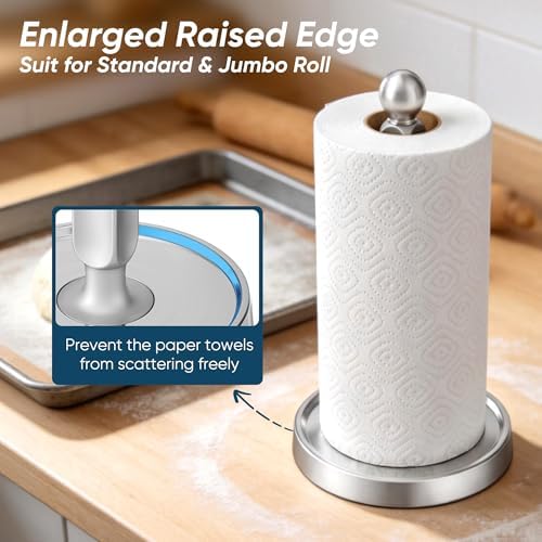 theaoo Countertop Paper Towel Holder, Silver