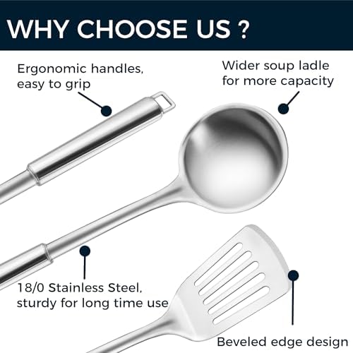 18/0 Stainless Steel Kitchen Utensil Set, Pack of 4
