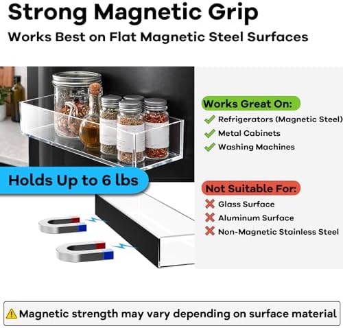 4 Pack Acrylic Magnetic Spice Racks, Clear