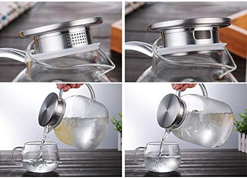Hedume 2 Liter Glass Pitcher With Lid and Handle - Heat Resistant