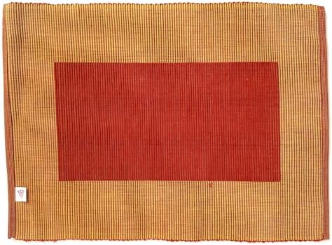 Cotton Placemats Set of 6, Burnt Orange Ribbed Table Mats
