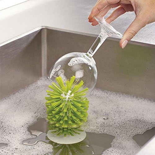 Brush-Up Glass Brush with Suction Cup Upright Stays in Sink Bristle Scrub - Image 6