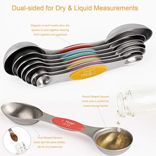 Magnetic Measuring Spoons Set Stainless Steel Dual Sided Measuring