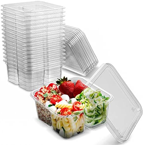 MT Products Clear 4 Compartment Meal Prep 6" x 6" - Disposable Divided