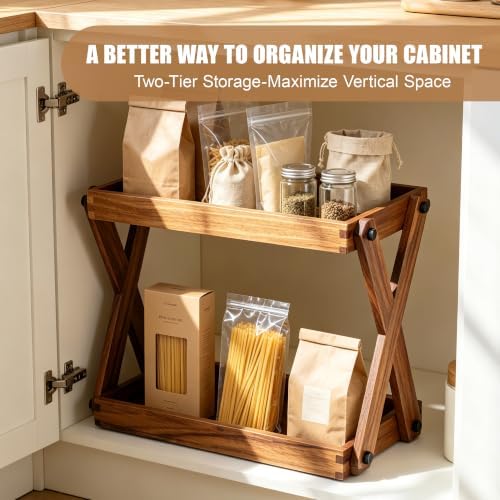 2-Tier Wood Countertop Organizer Shelf