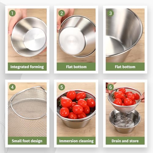 Baderke Mini Colander Strainer, 5.51 x 2.36 Inches, Round, 2 Pcs