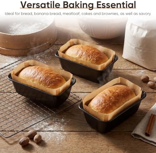 6 x 3 Loaf Pan with Liners 6 Pcs Mini Bread Pan and 100 Pcs Loaf