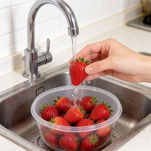 5-Piece Plastic Mixing Bowl Set with Lids for Kitchen, Nesting Kitchen