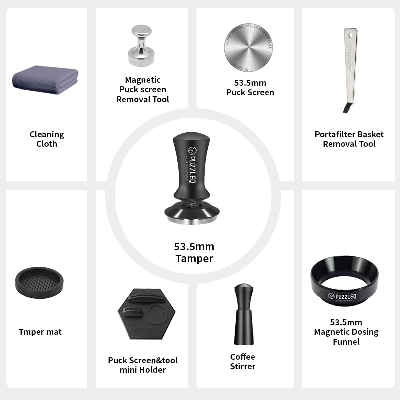 54mm Espresso Accessories Kit, Spring Loaded Calibrated Tamper,mat,WDT