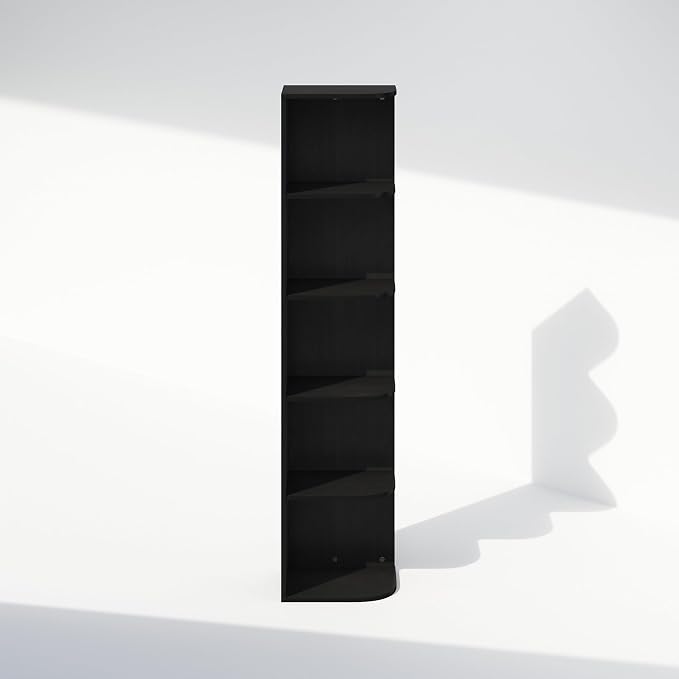 Furinno Reed Corner Shelf, 5-Tier Corner Bookshelf, Book Shelf, Corner Shelves - Image 5