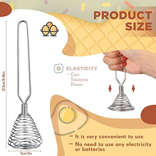 Chengu 4 Pcs Stainless Steel Spring Whisk, 8.46 Inch Hand Push Beater