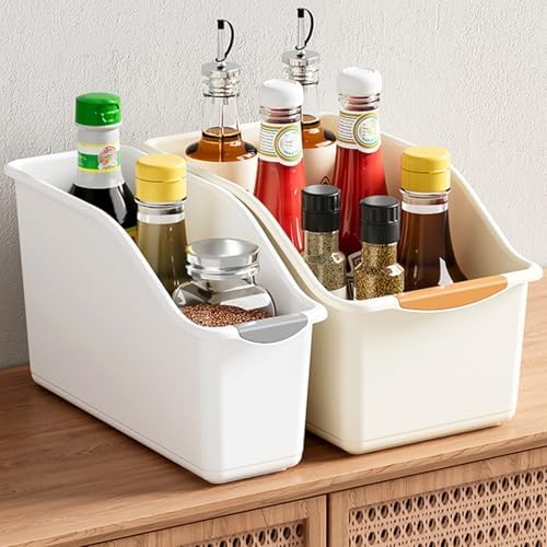 2Pack Tall Under Sink Organizer with Wheels, Plastic Organizer Bins