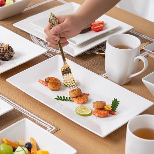 Porlien 12-inch White Porcelain Serving Platters for Party, Wedding